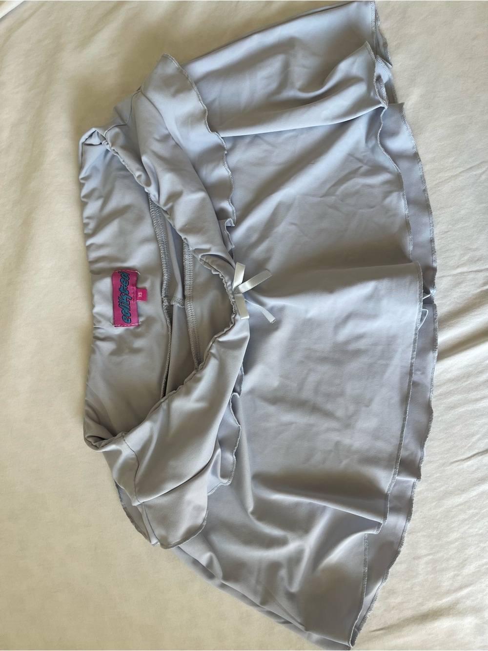 Edikted Light Gray Ruffle Mini Skirt with Bow Detail